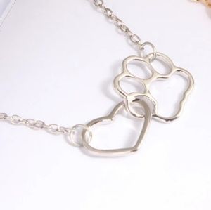 SeriBella Designs Jewelry - Heart Love & Dog Paw Silver Necklace SeriBella Designs Jewelry - Heart Love & Dog Paw Silver Necklace